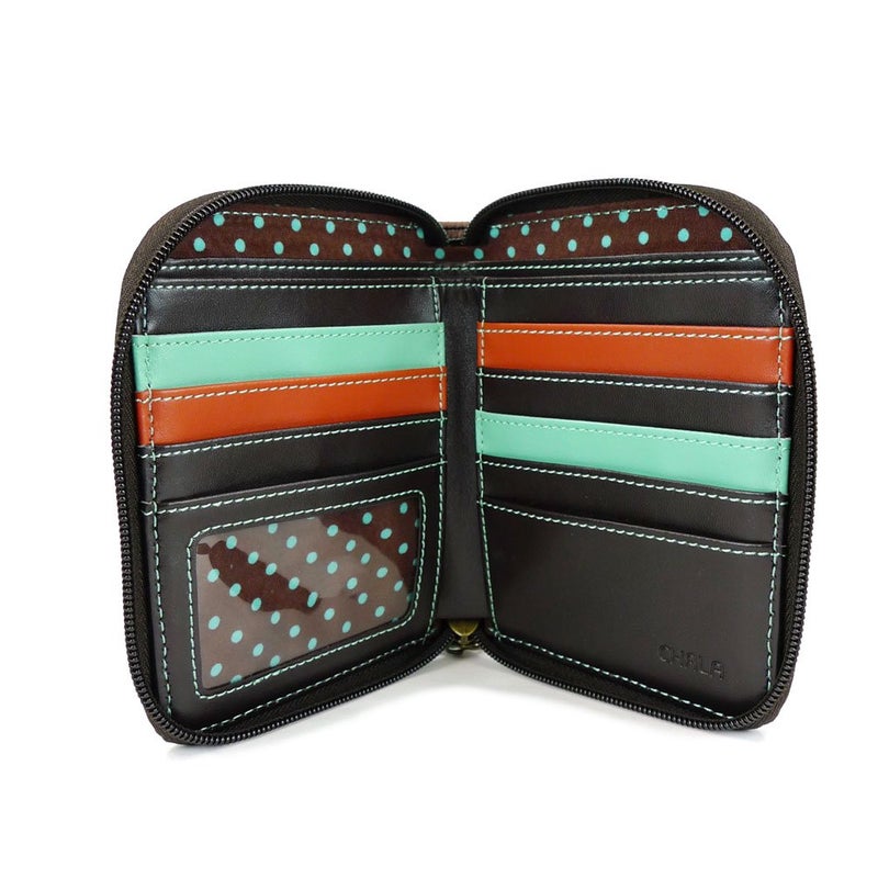 CHALA Zip Around Wallet, Wristlet, 8 Credit Card Slots, Sturdy Pu Leather - Turtle - Blue - Image 3